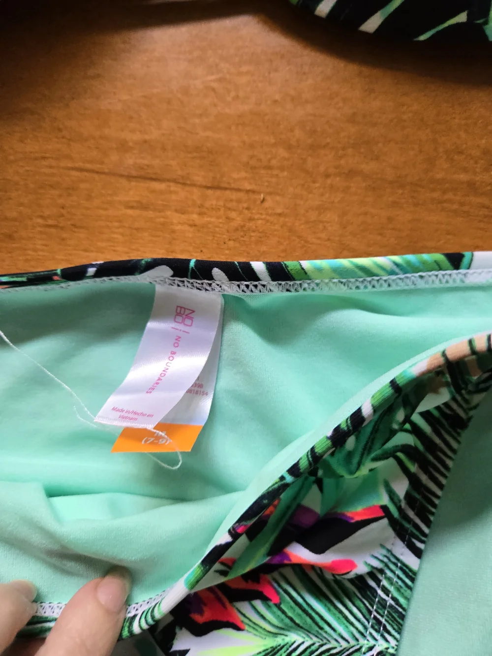 No Boundaries Tropical Leaf Bandeau Bikini Set - Mint, Green & Pink Jr 7 to 9